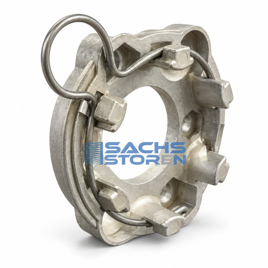 Somfy Rohrmotorlager ohne Gewinde mit Federring und grosser Öse – Vorderansicht, Sachs Storen.
